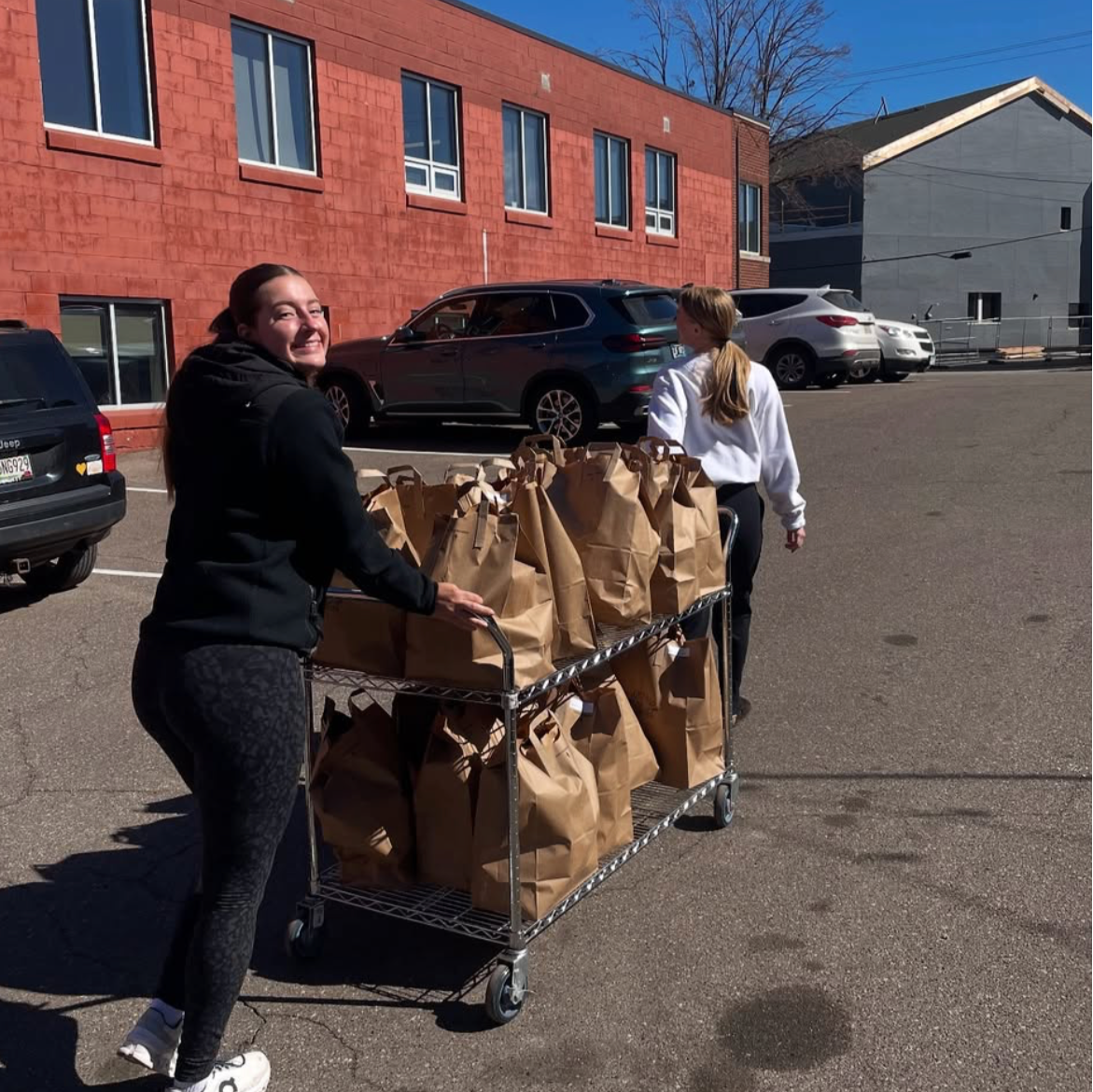 BrightSide volunteers preparing to deliver affordable fruits and vegetables to Minneapolis and St. Paul food deserts.