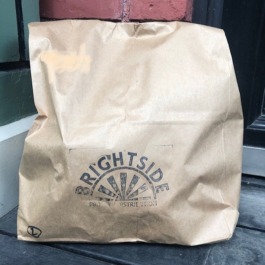 Brown bag bundle on a doorstep
